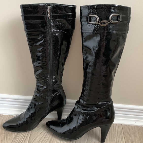 HARSON Stylish Patent Leather High Heel Boots - Picture 2 of 6